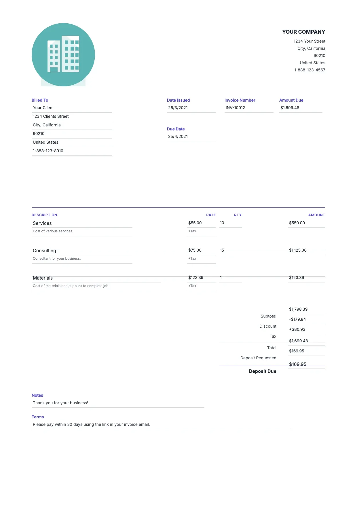 1099 Invoice Template