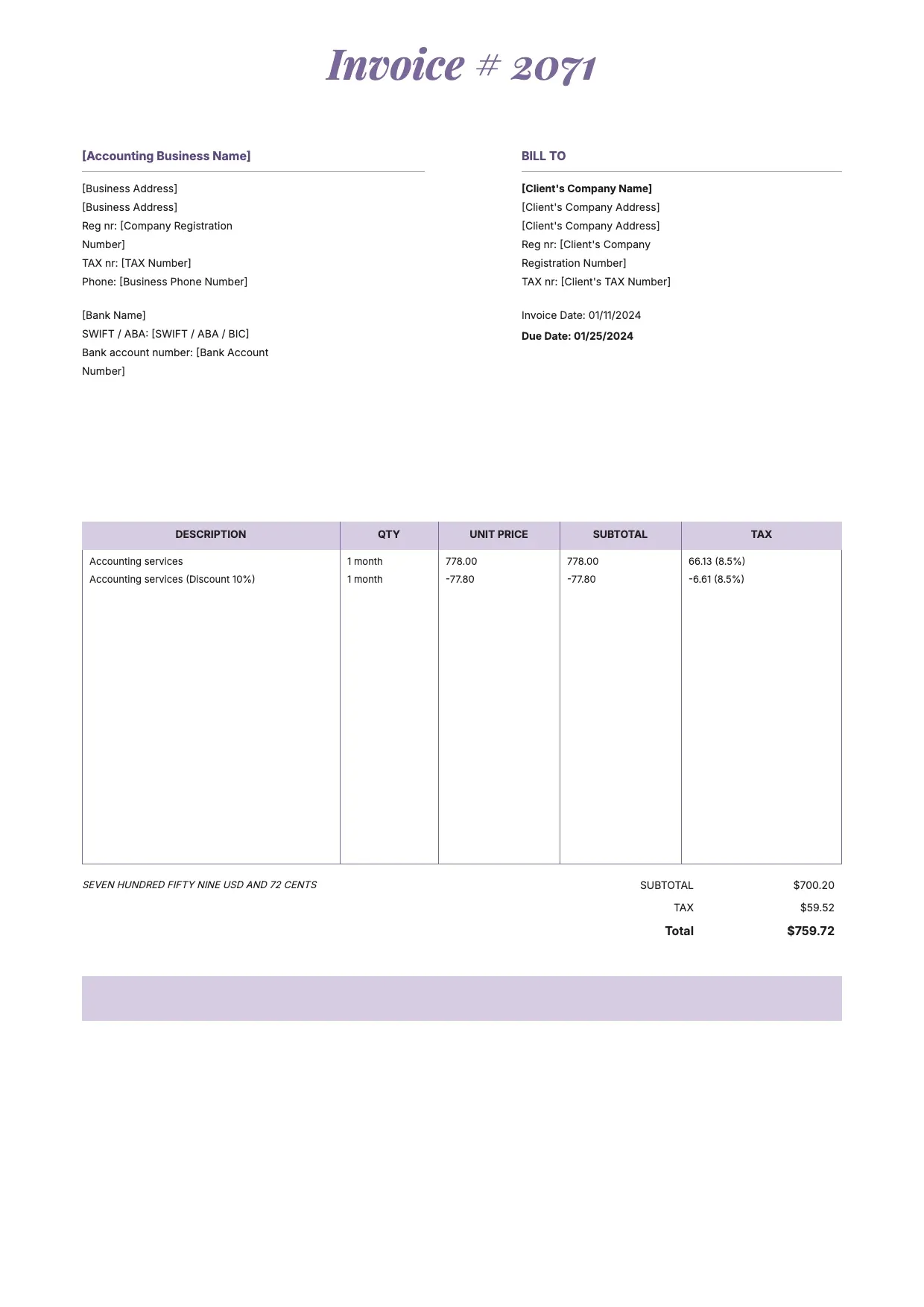 Accounting Invoice Template
