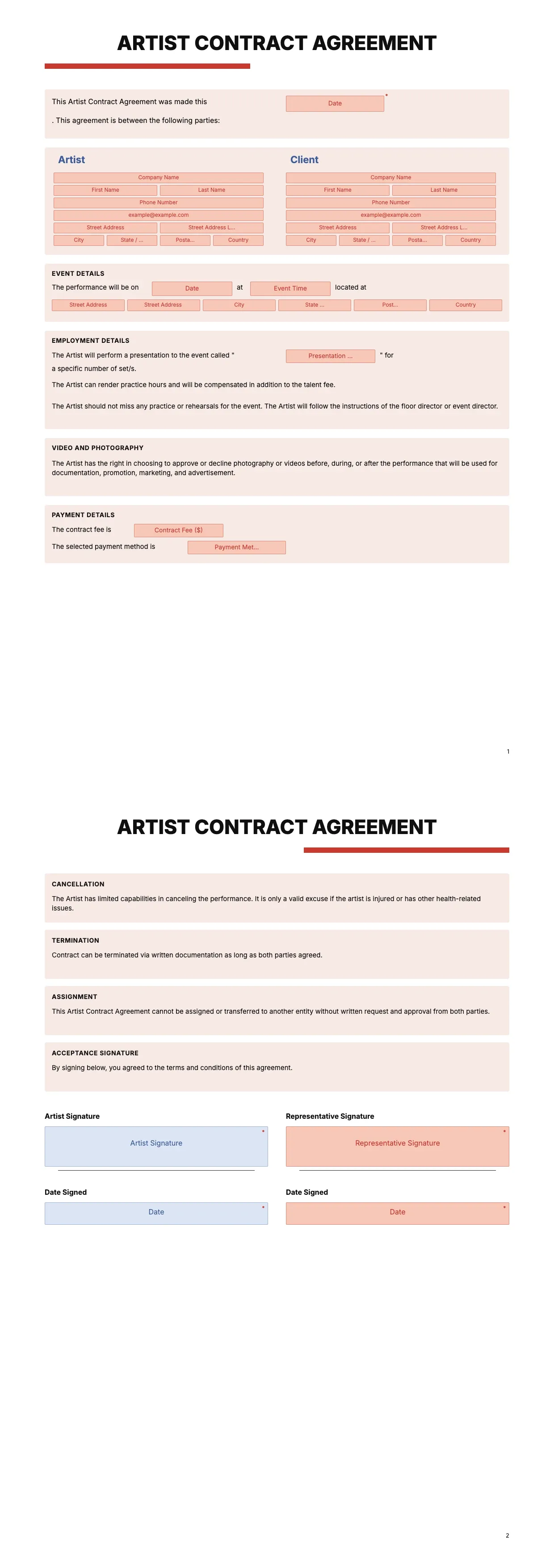 Artist Contract Template