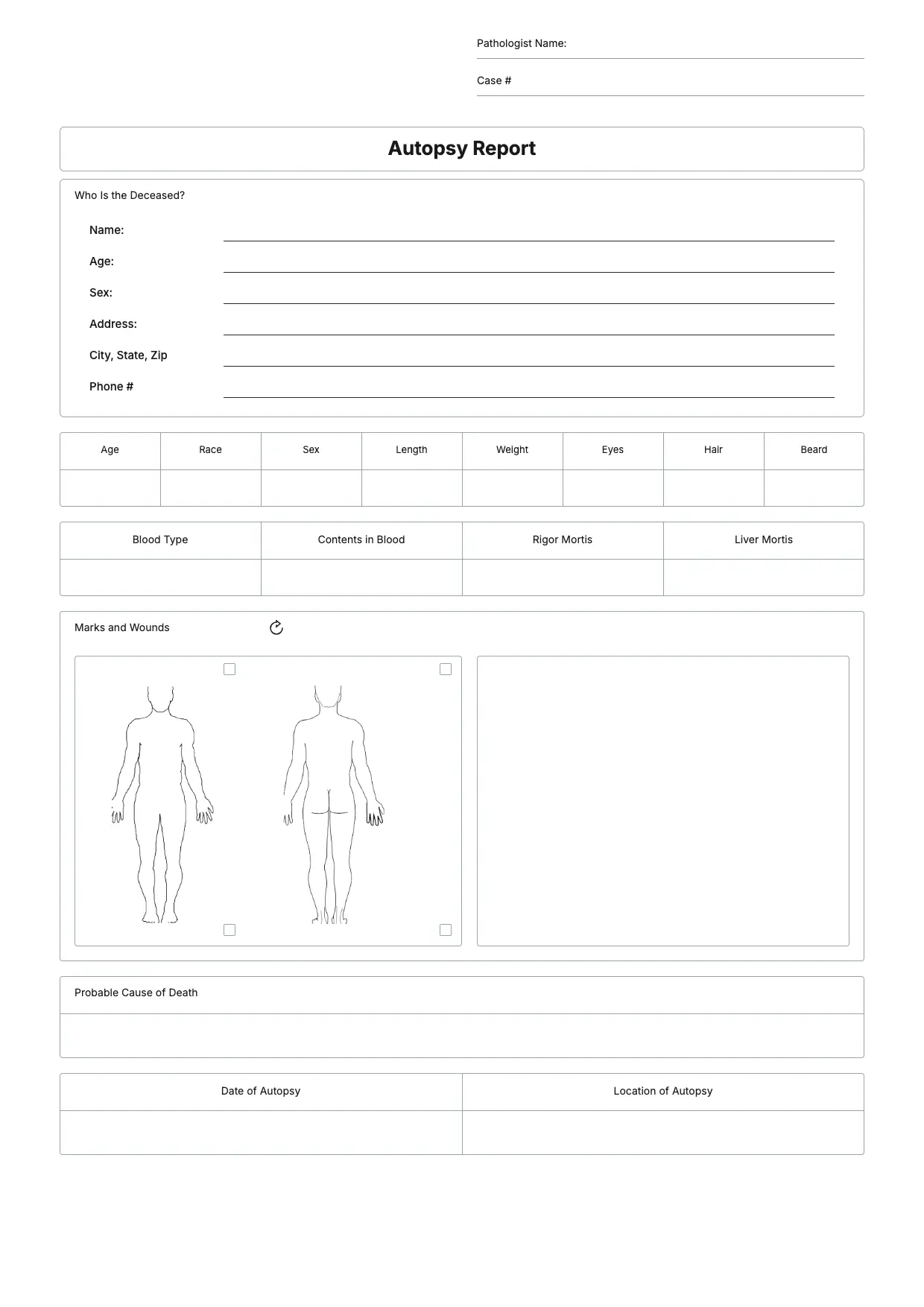 Autopsy Report Template