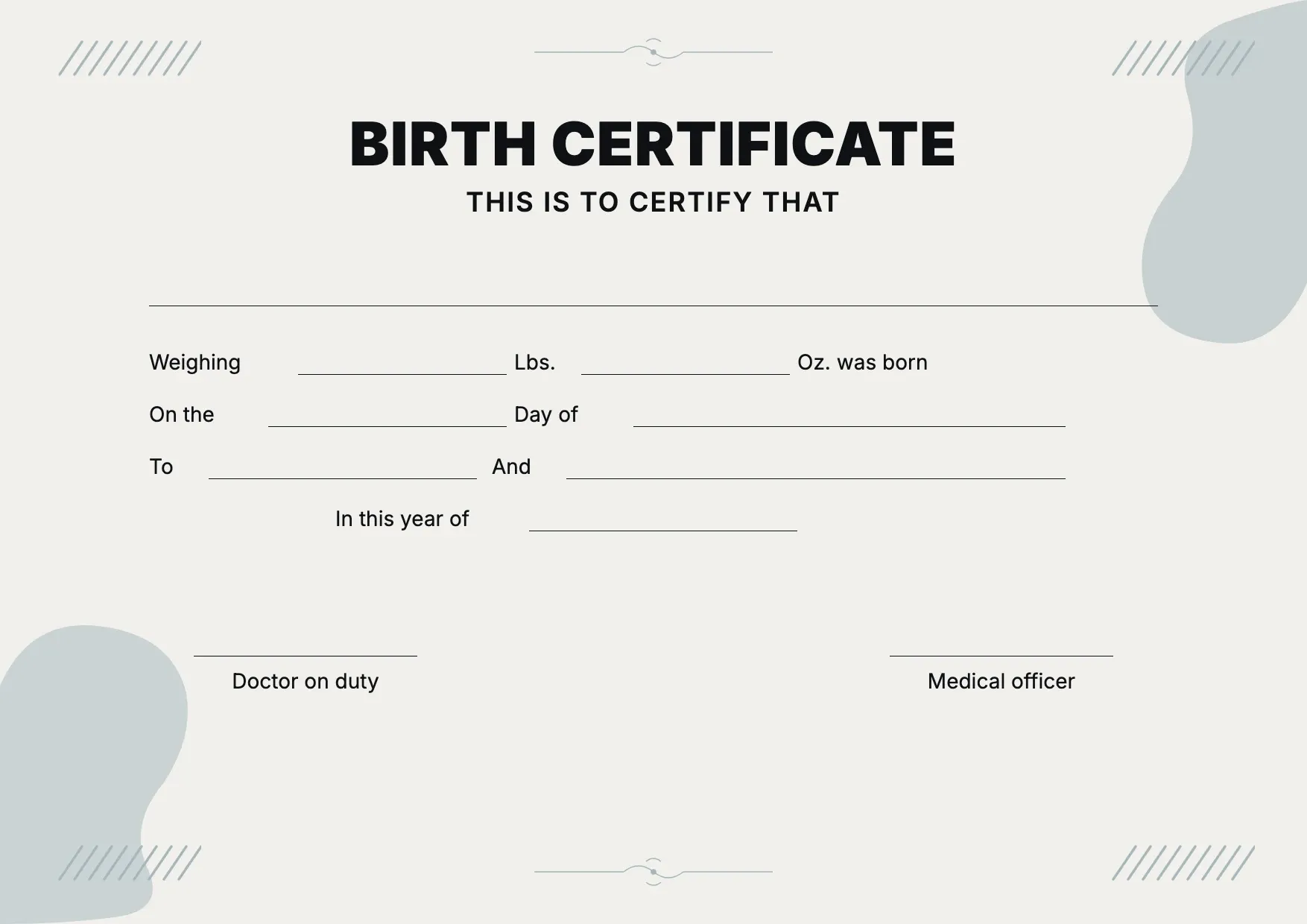 Birth Certificate Template