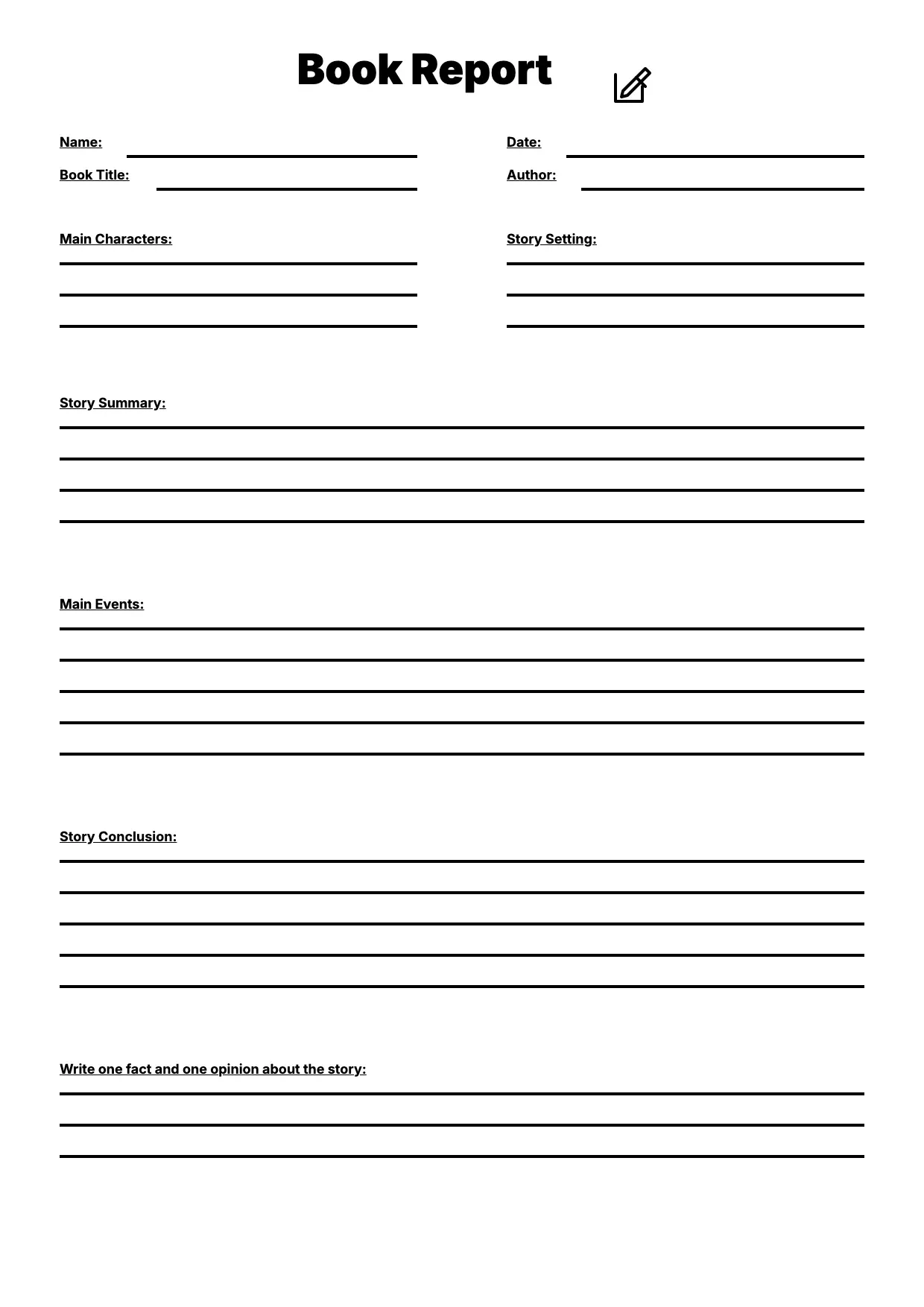 Book Report Template