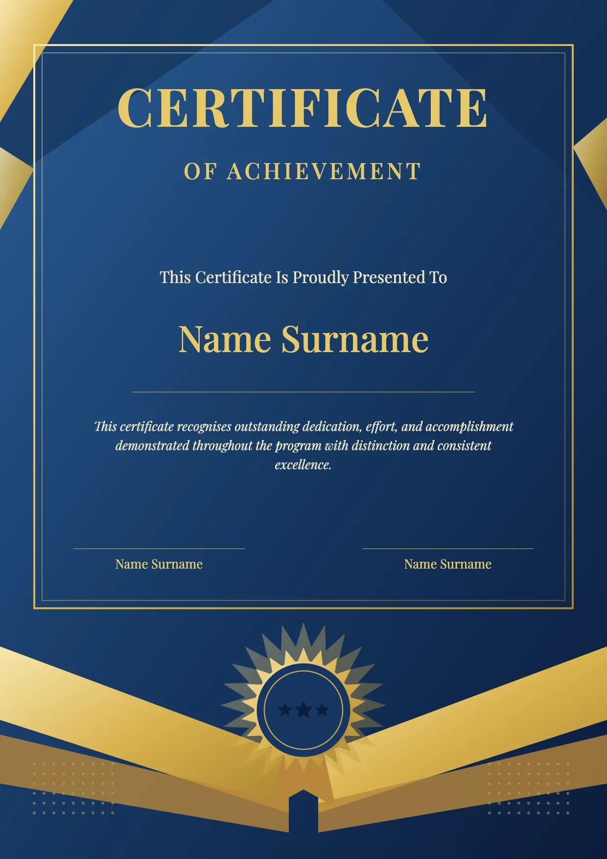 Certificate Of Achievement Template