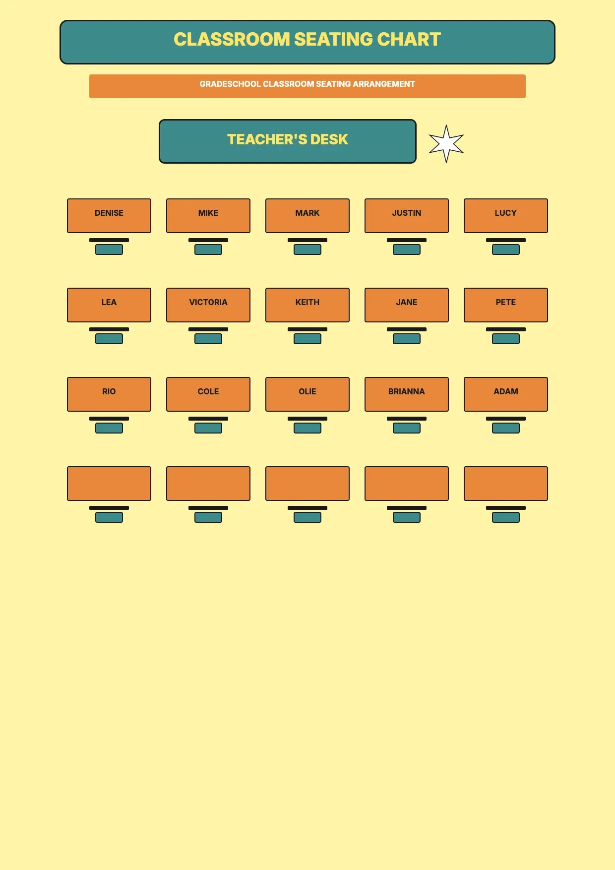 Classroom Seating Chart Template