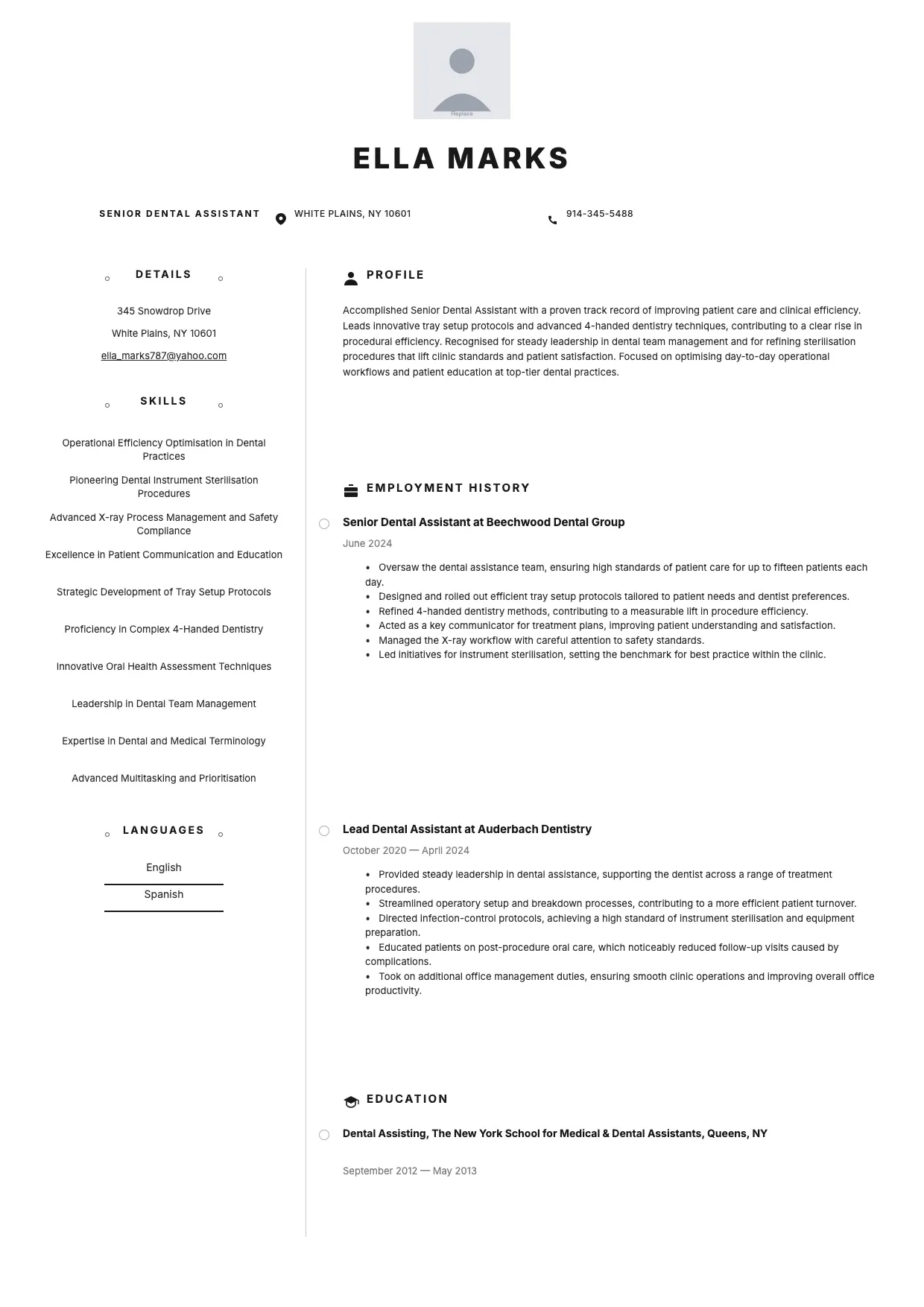 Dental Assistant Resume Template