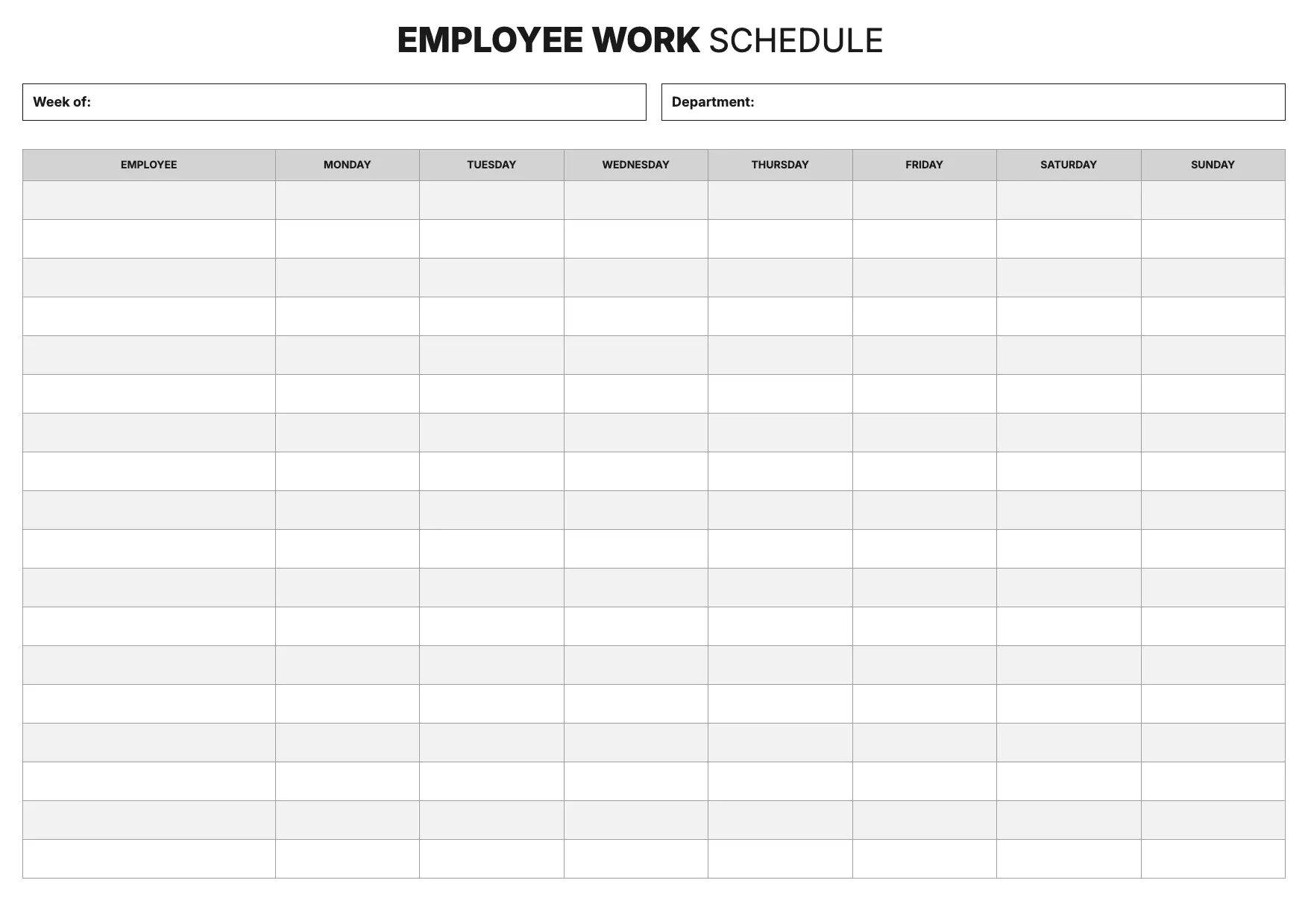 Employee Schedule Template