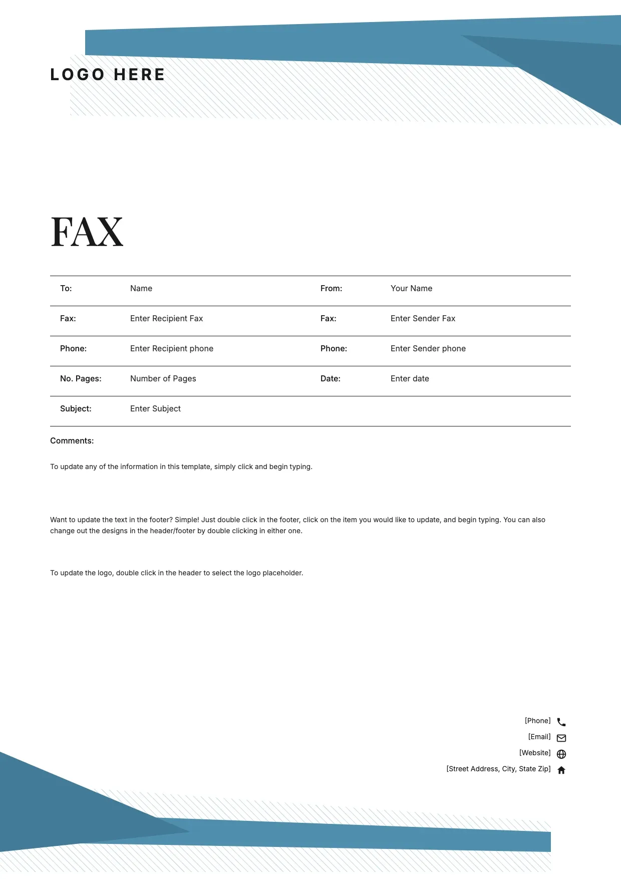 Fax Cover Letter Template