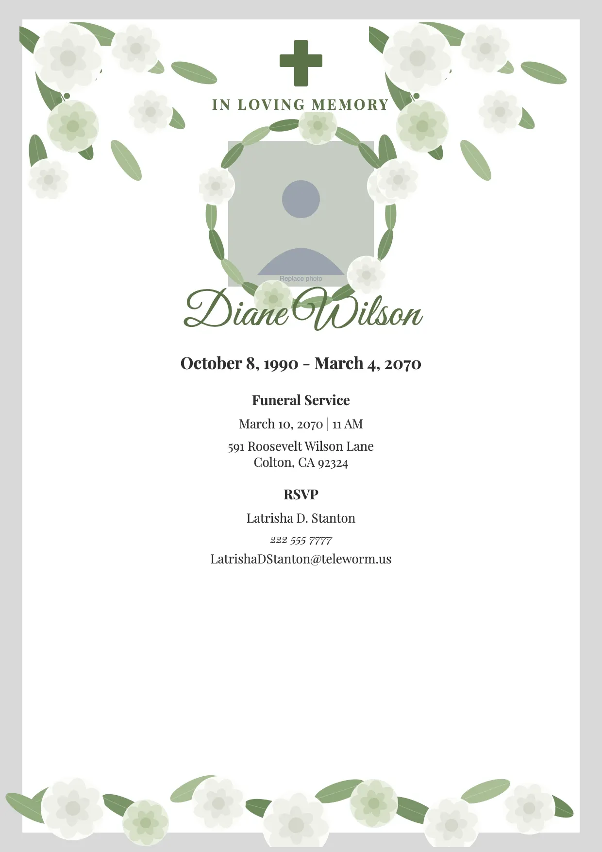 Funeral Card Template