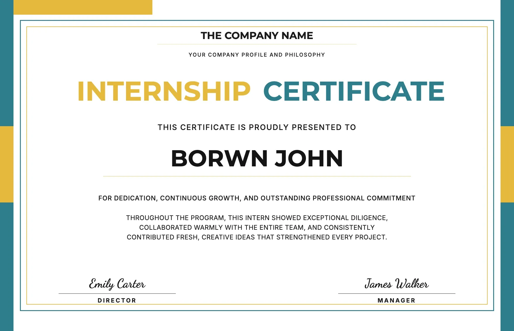 Internship Certificate Template