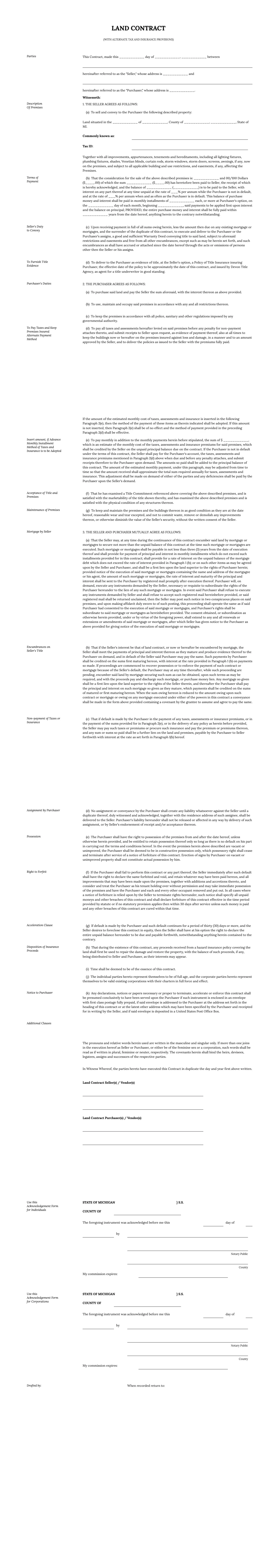 Land Contract Template
