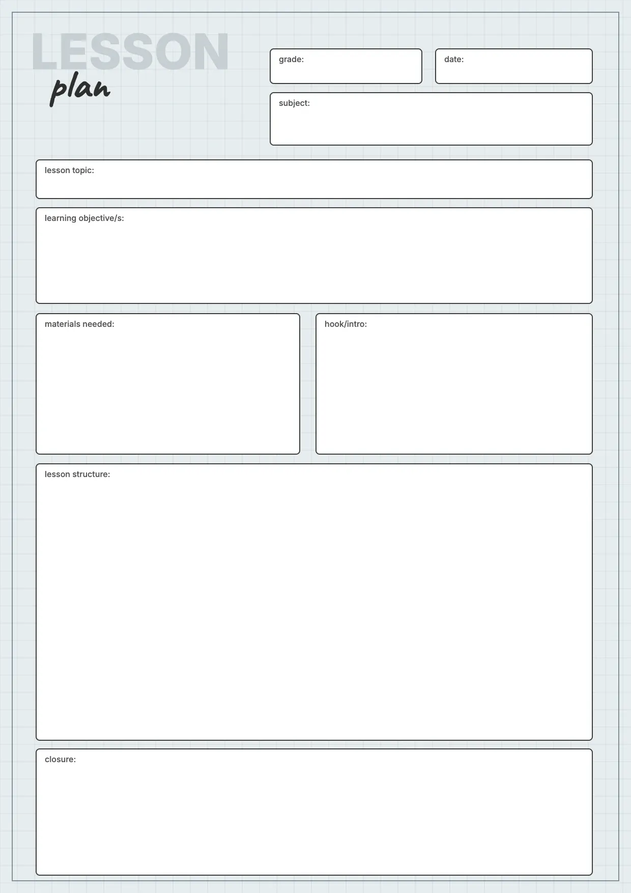 Lesson Plan Template