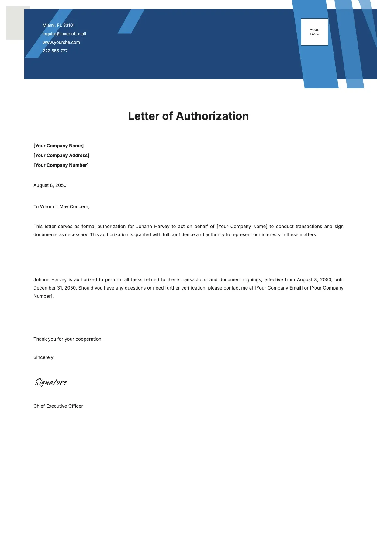 Letter of Authorization Template