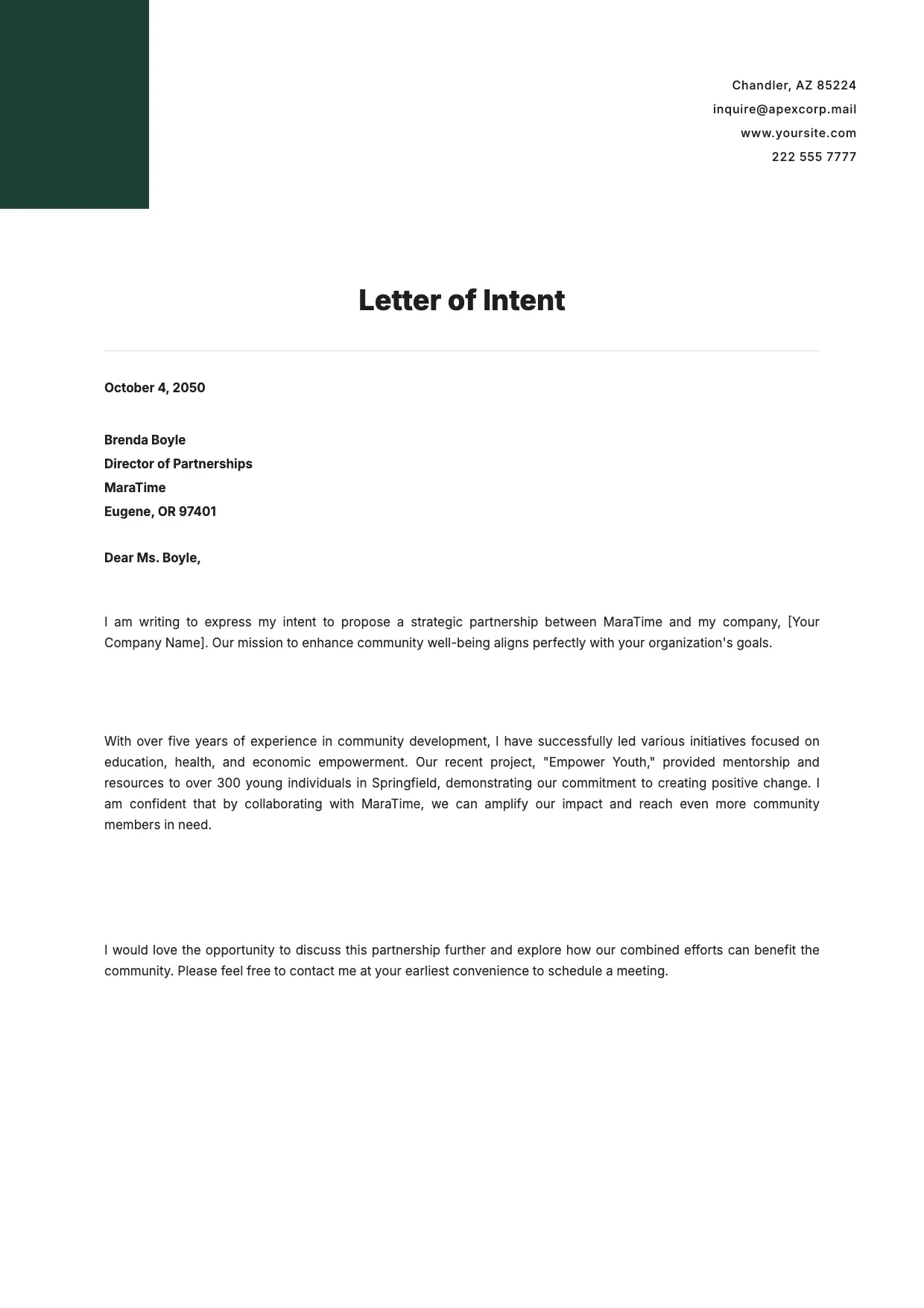 Letter of Intent Template