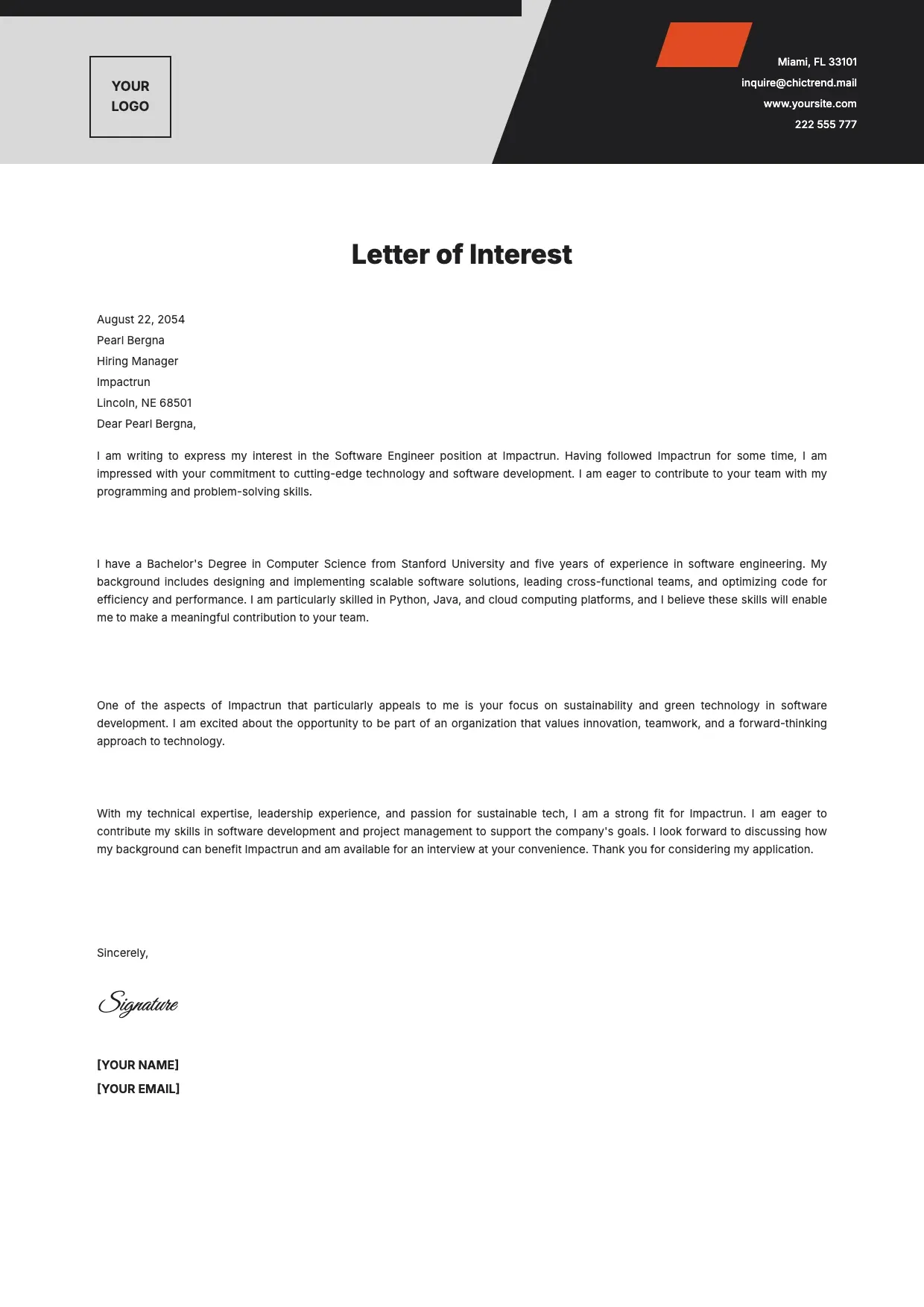 Letter of Interest Template