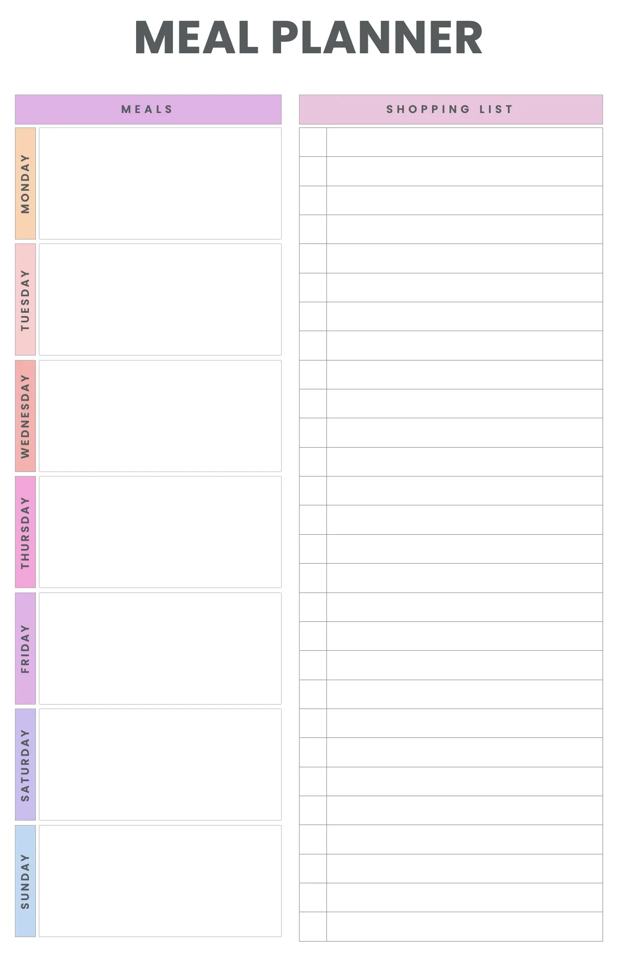Meal Plan Template