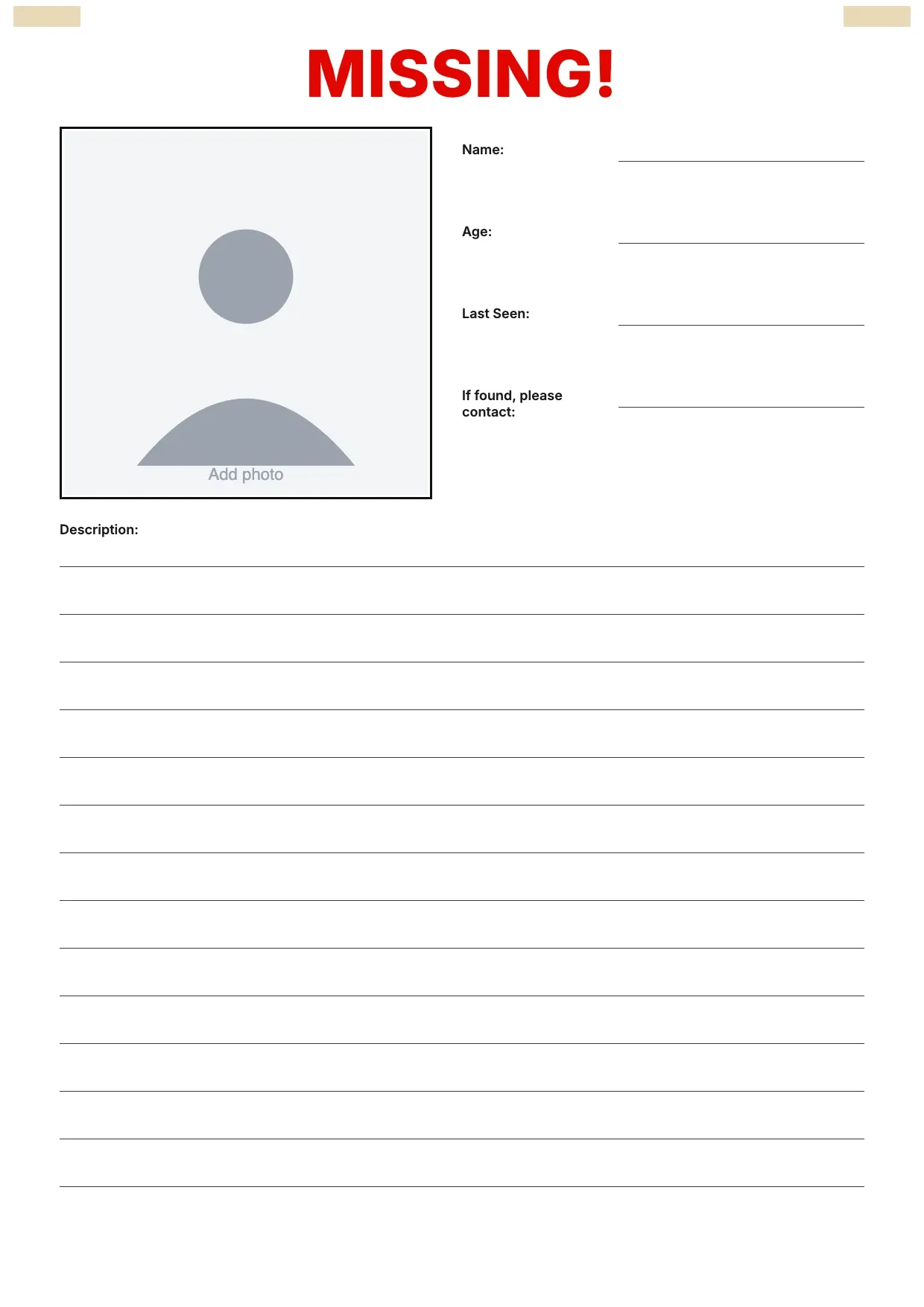 Missing Poster Template
