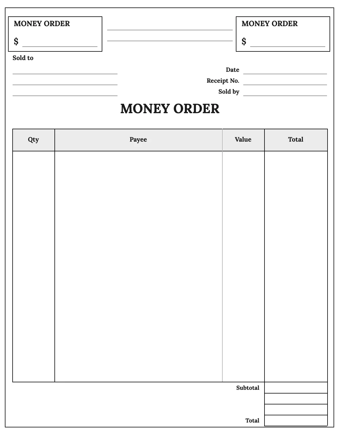 Money Order Template
