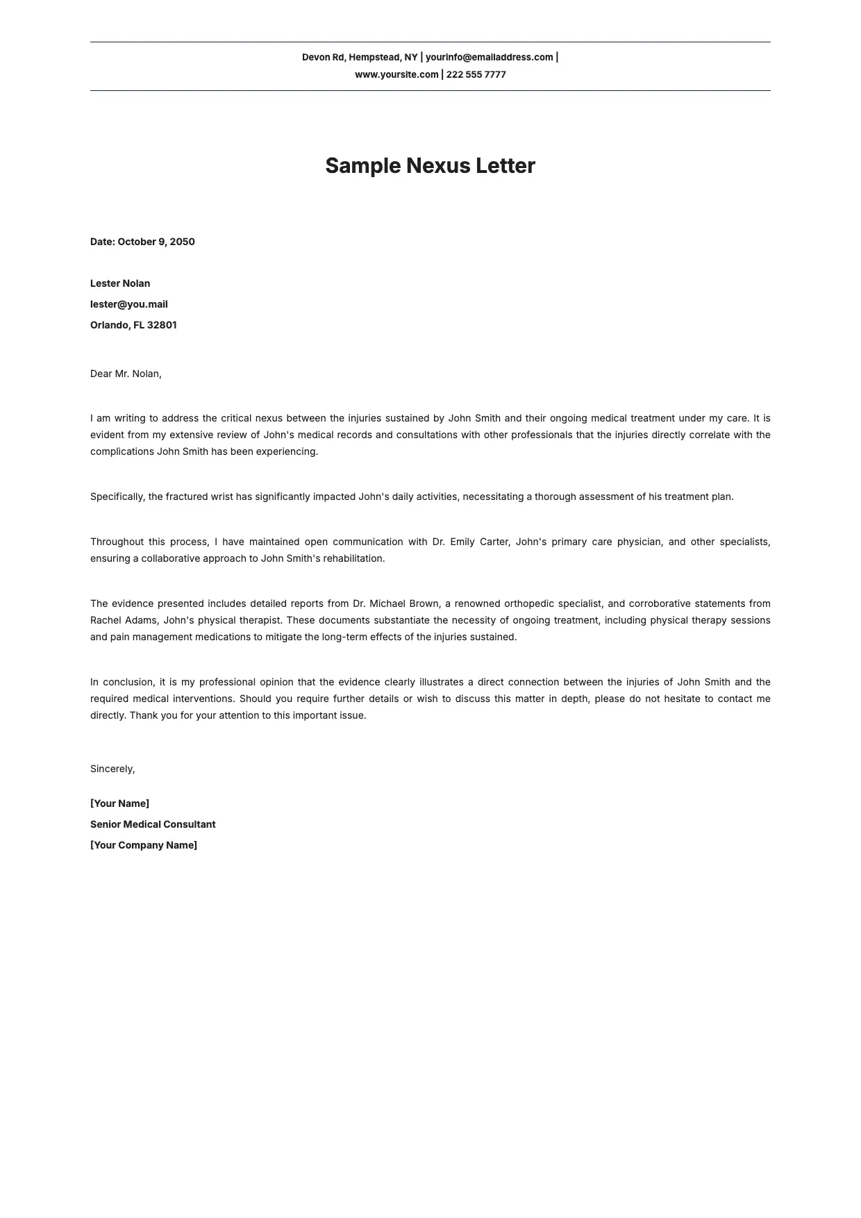 Nexus Letter Template