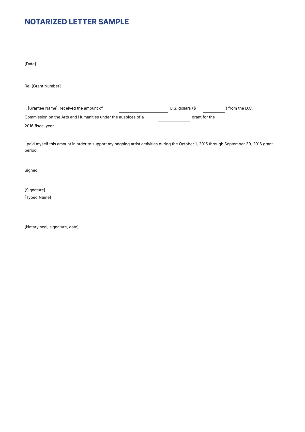 Notarized Letter Template