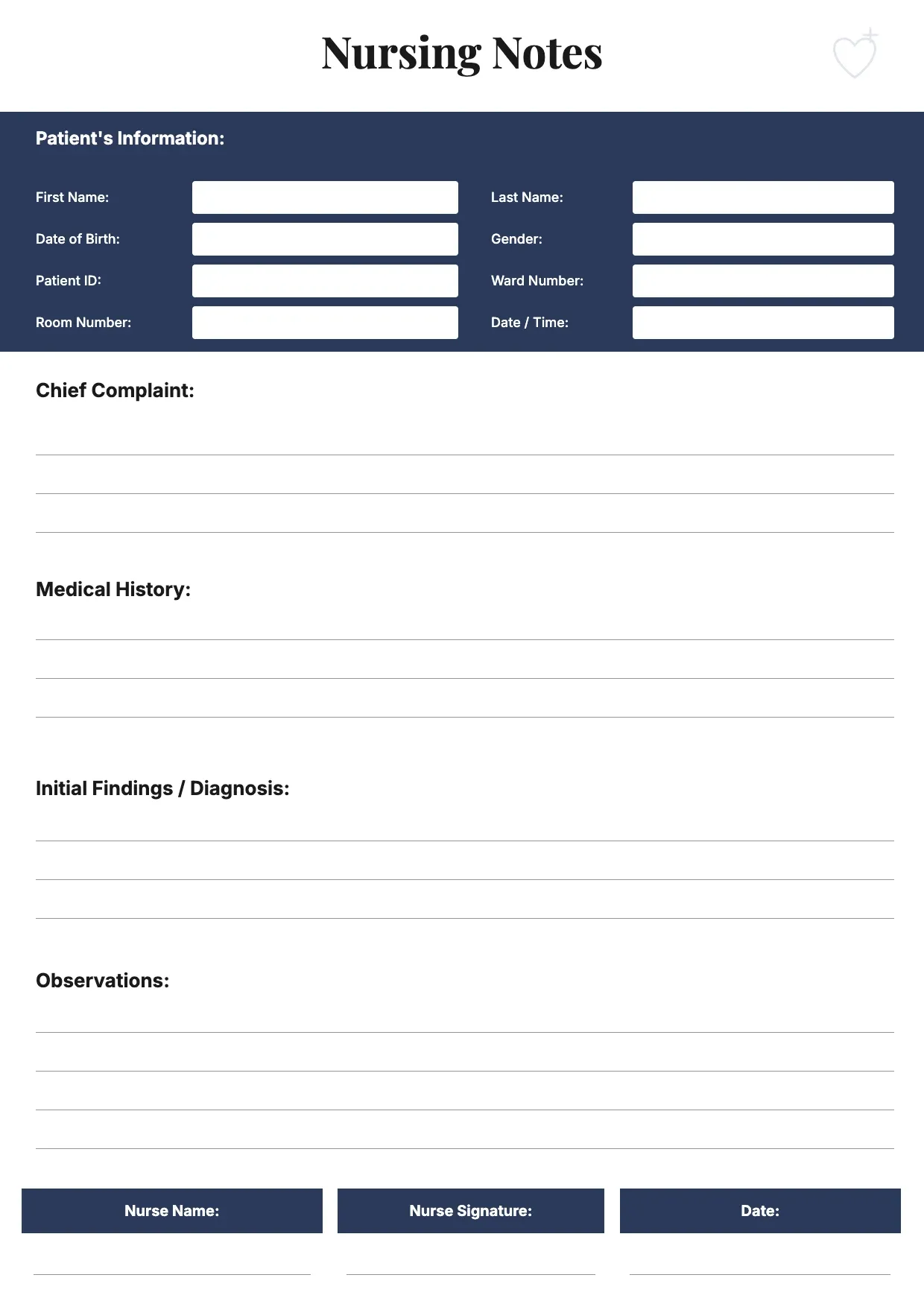 Nursing Notes Template