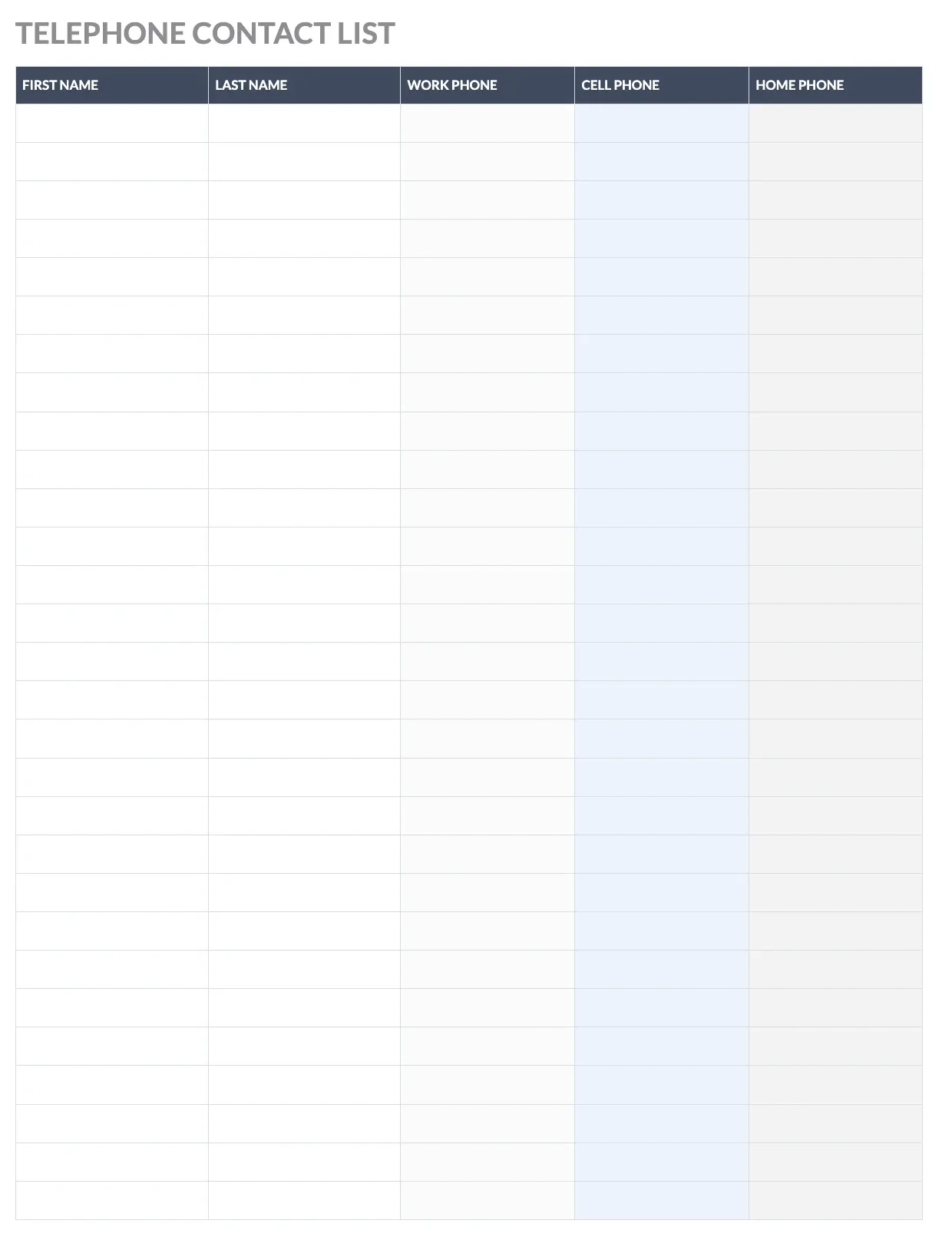 Phone List Template
