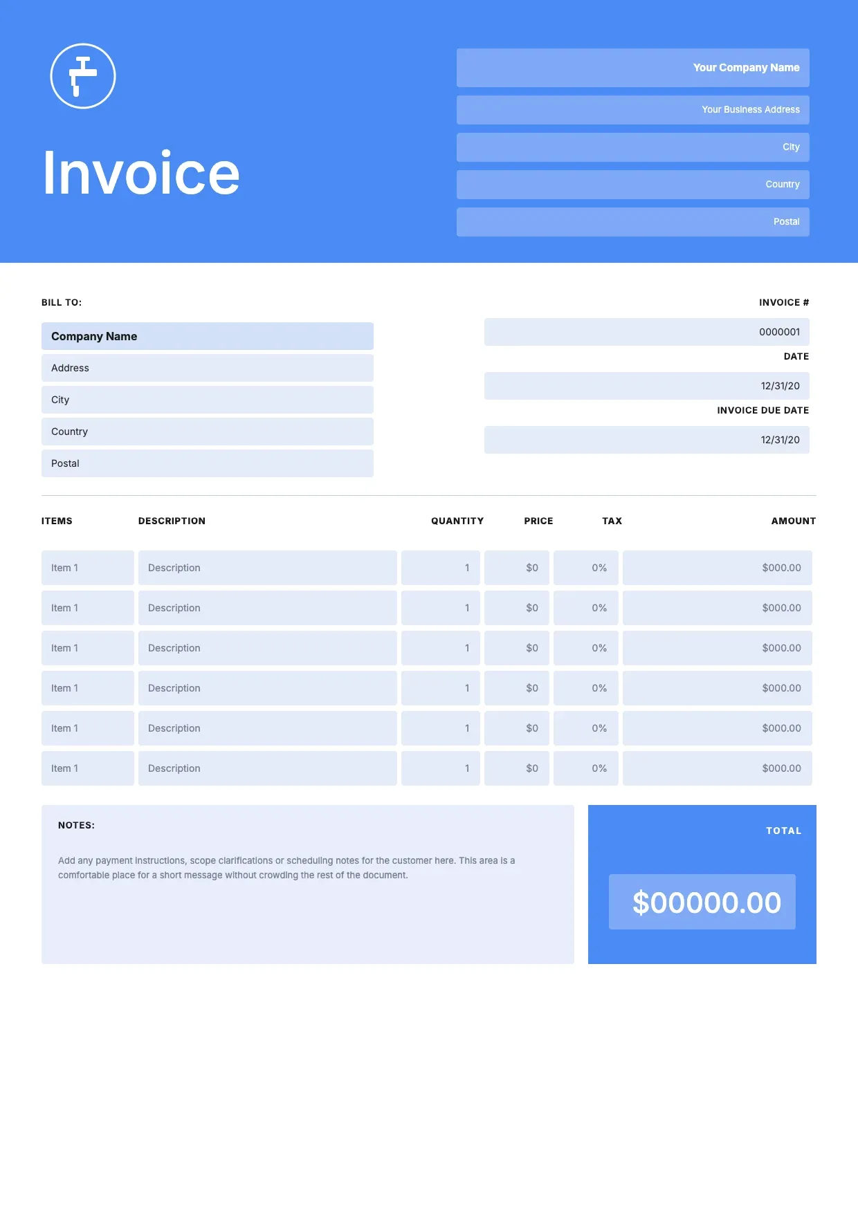 Plumbing Invoice Template