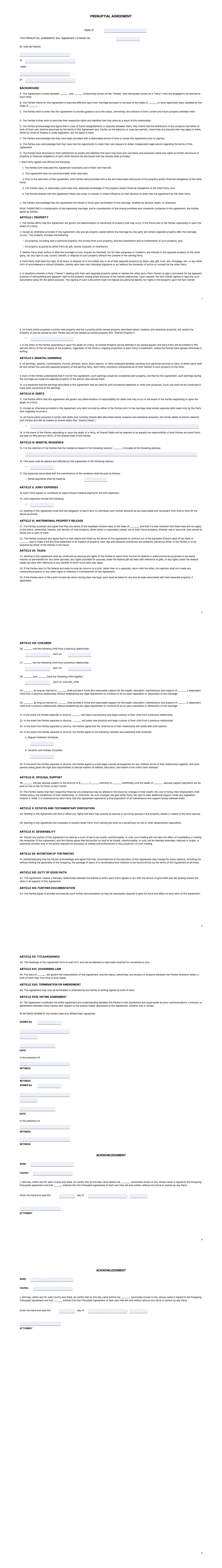 Prenup Agreement Template