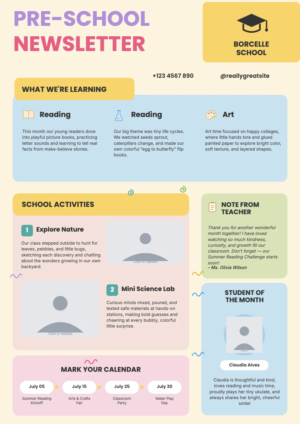 Preschool Newsletter Template