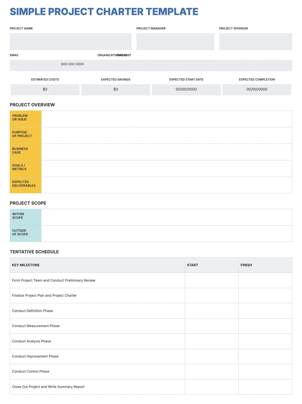 Project Charter Template