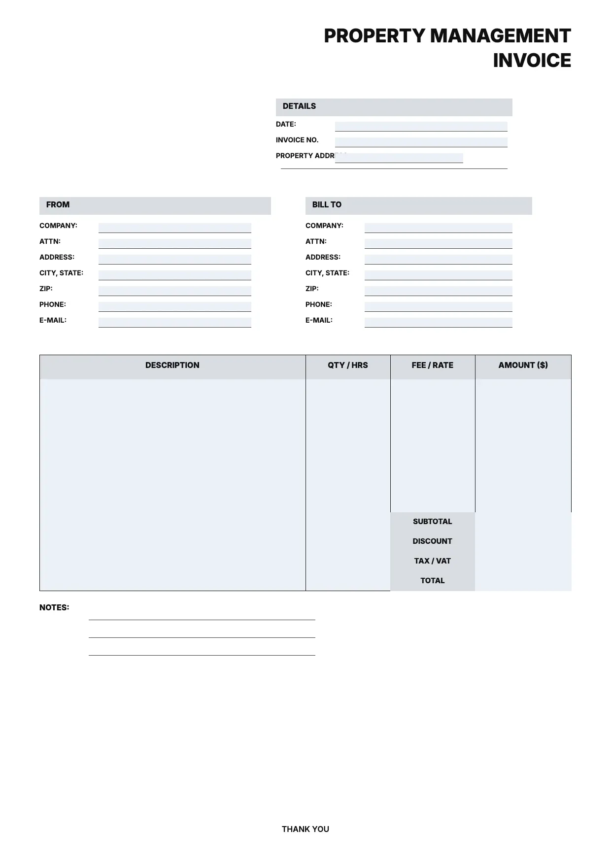 Property Management Invoice Template