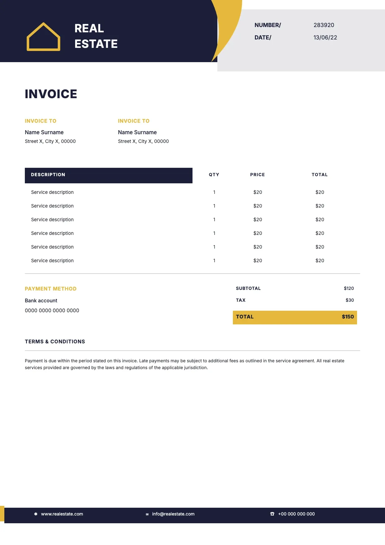 Real Estate Invoice Template