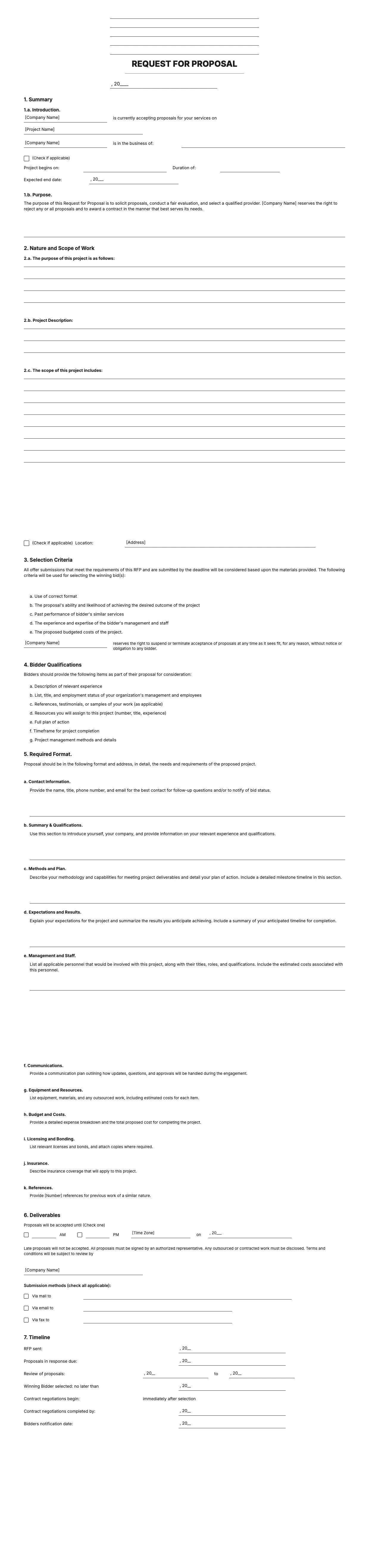 RFP Response Template