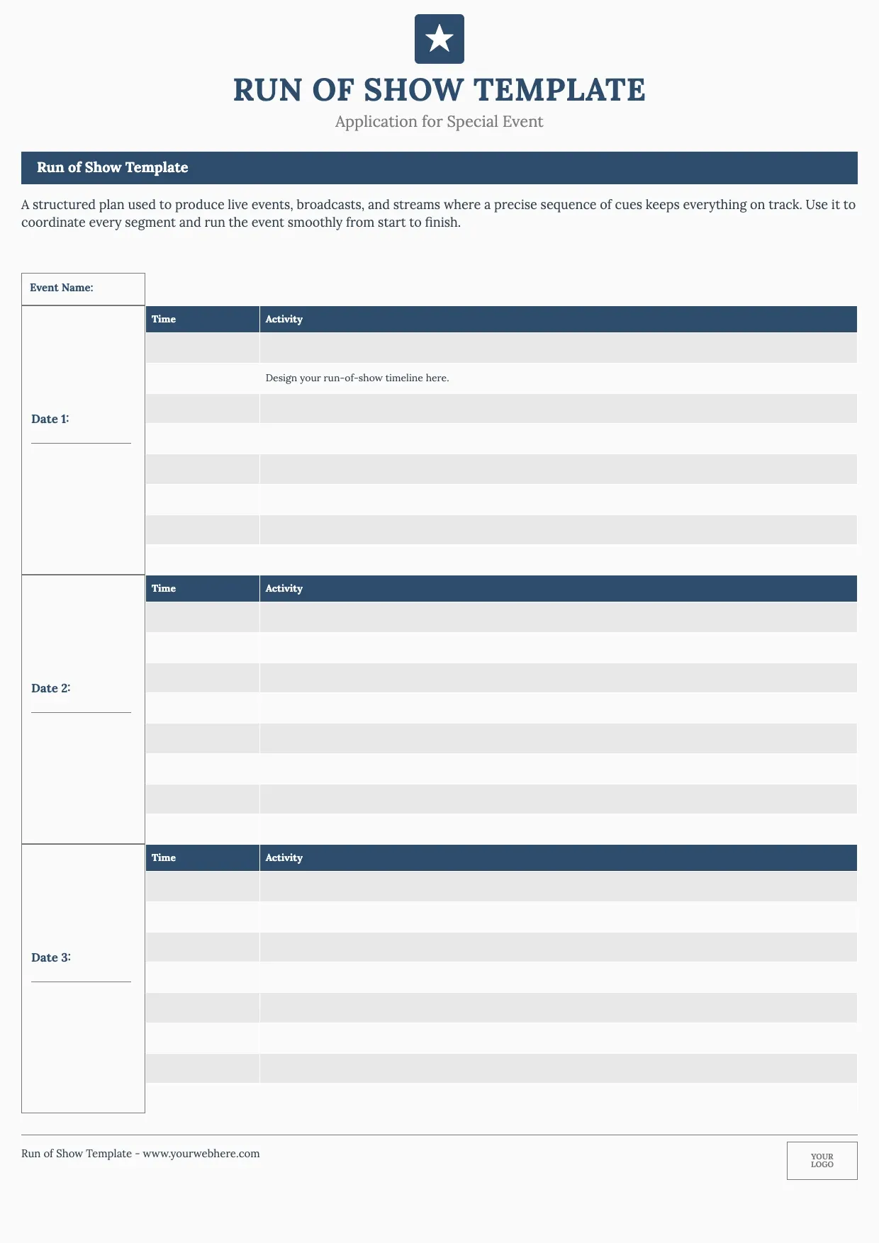 Run Of Show Template
