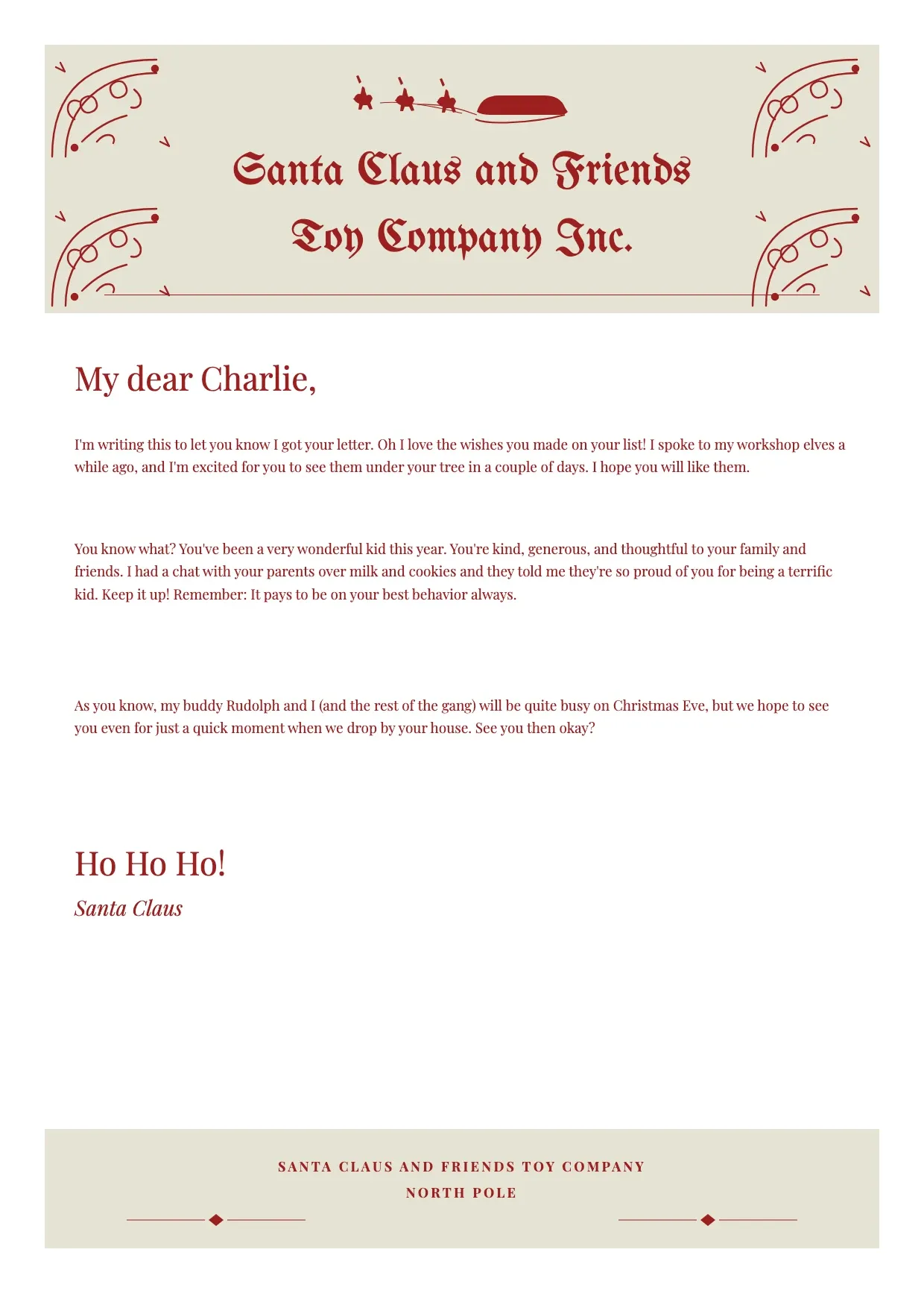 Santa Letter Template