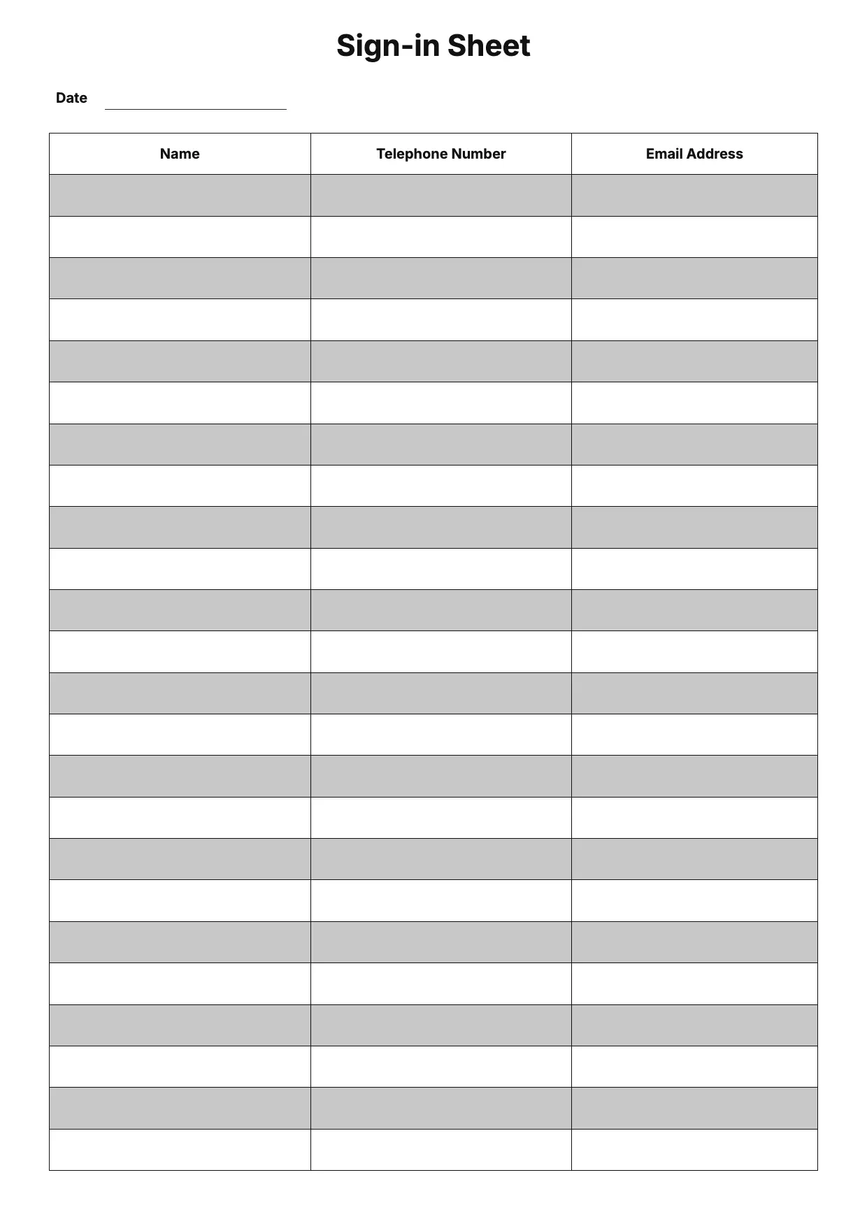 Sign-In Sheet Template