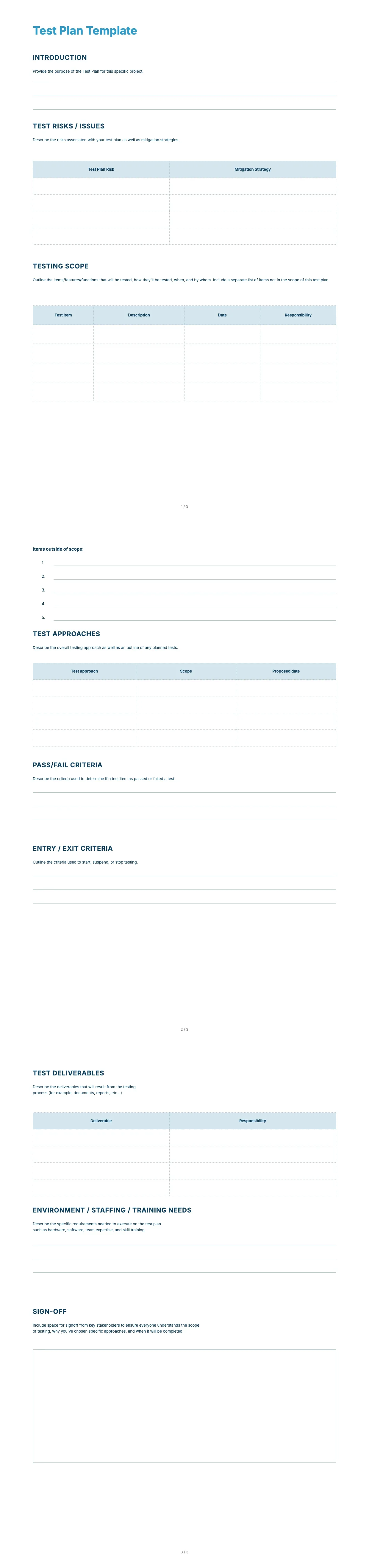 Test Plan Template