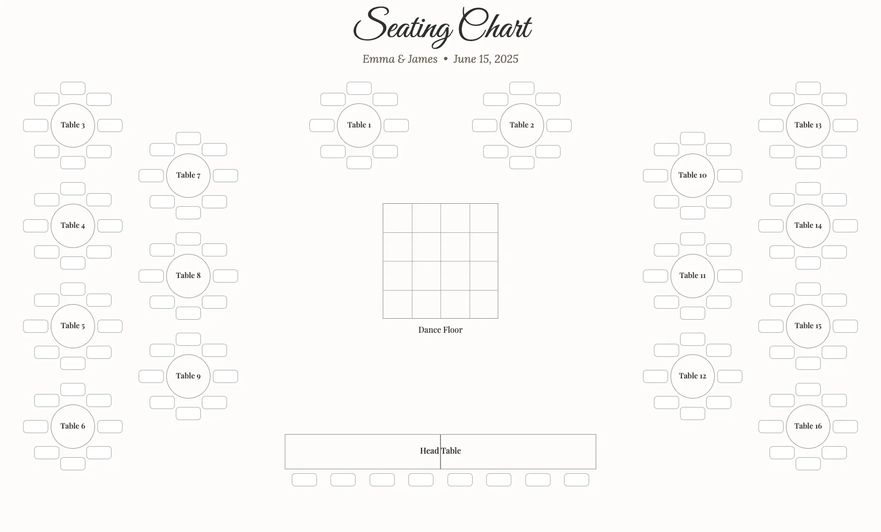 Wedding Seating Chart Template