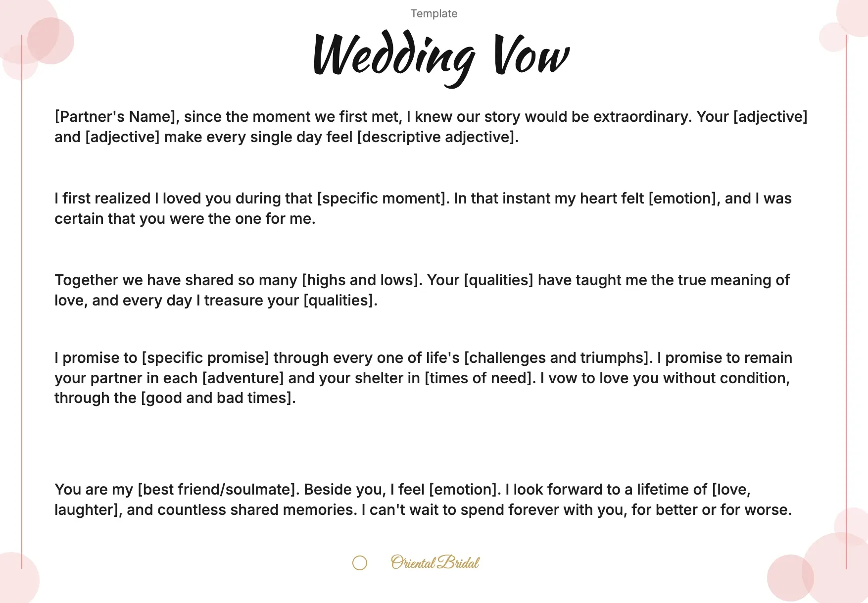 Wedding Vows Template