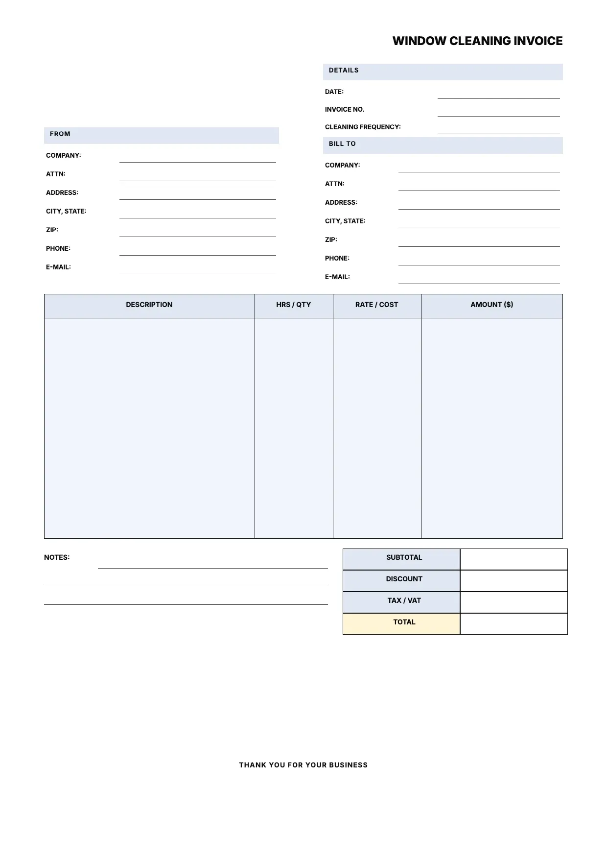 Window Cleaning Invoice Template